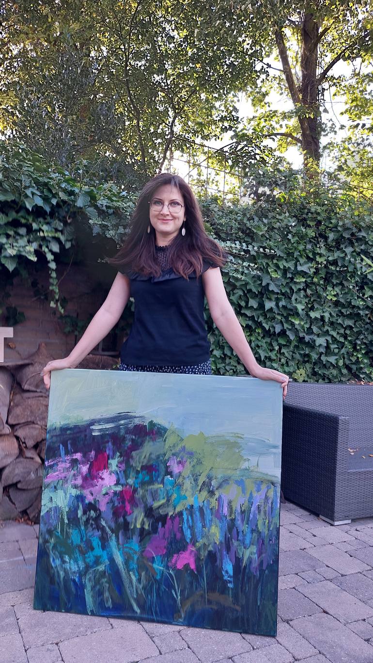 Original Abstract Floral Painting by Katia Solodka