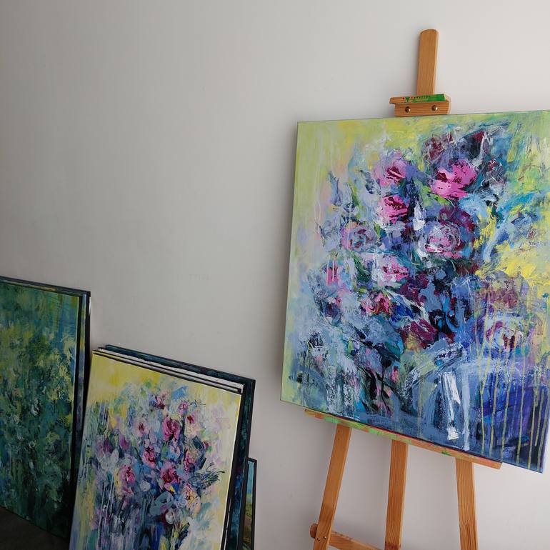 Original Abstract Expressionism Floral Painting by Katia Solodka