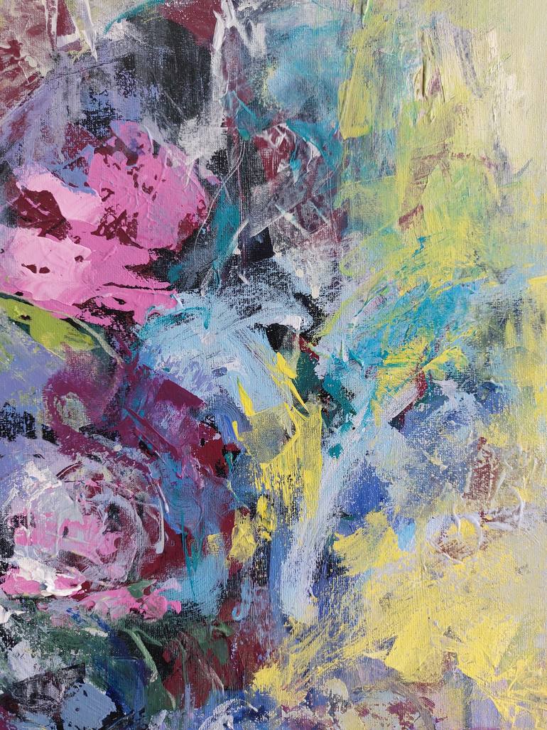 Original Abstract Expressionism Floral Painting by Katia Solodka