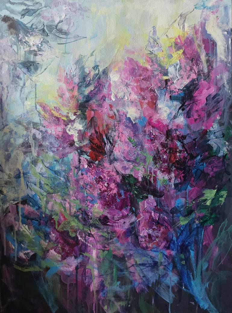 Original Abstract Floral Painting by Katia Solodka