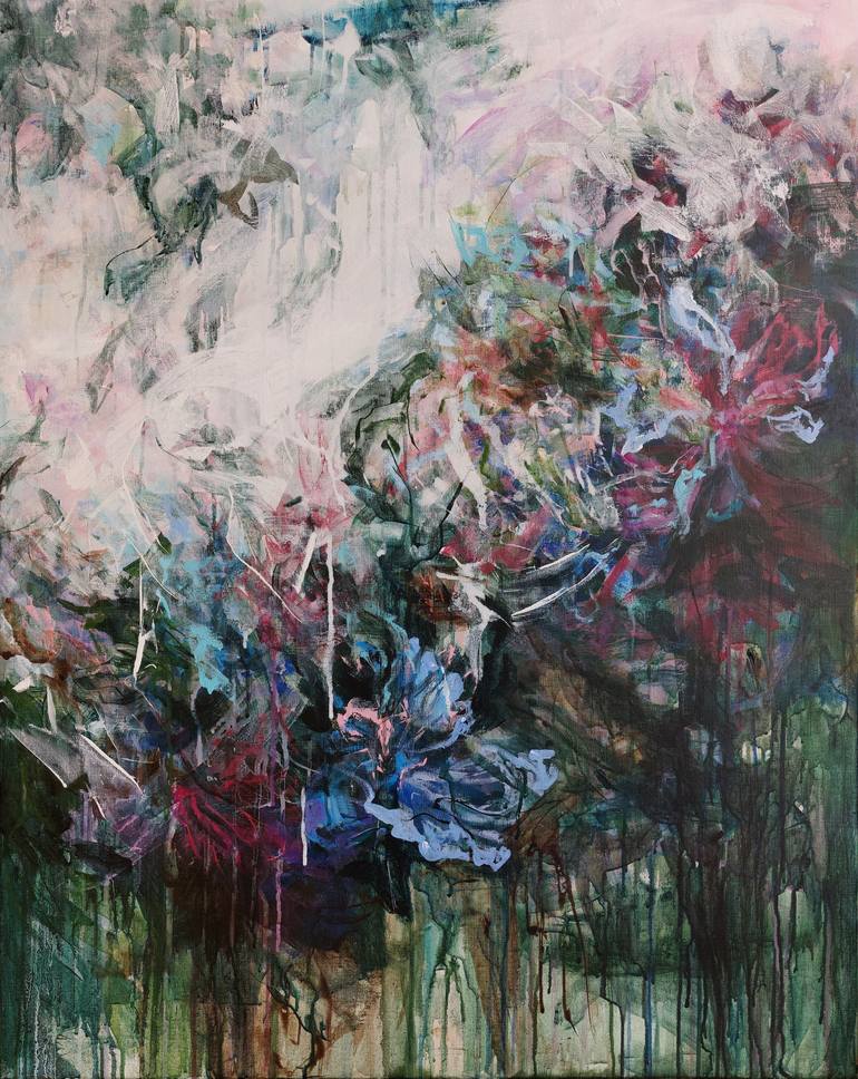 Original Abstract Expressionism Floral Painting by Katia Solodka