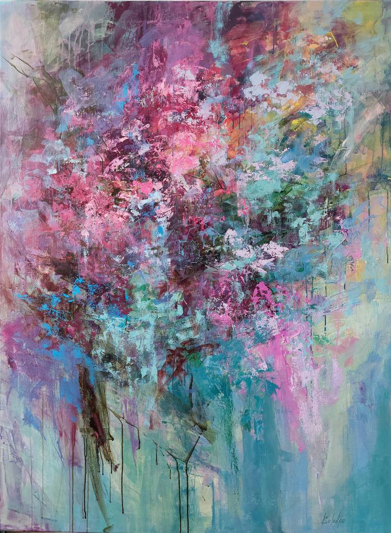 Original Abstract Floral Painting by Katia Solodka