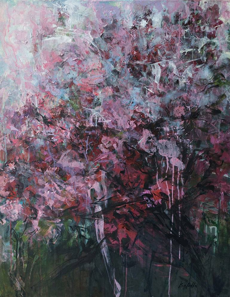 Original Abstract Floral Painting by Katia Solodka