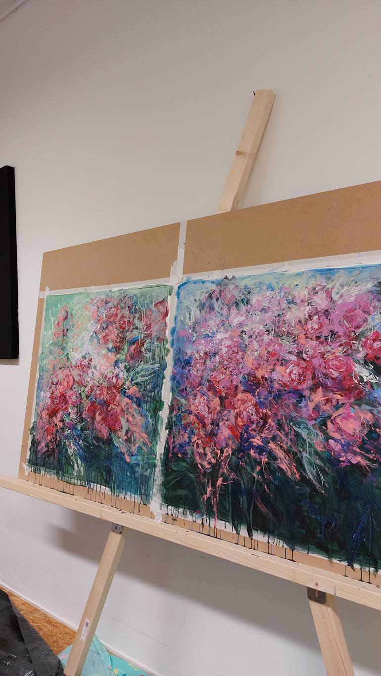 Original Abstract Expressionism Floral Painting by Katia Solodka