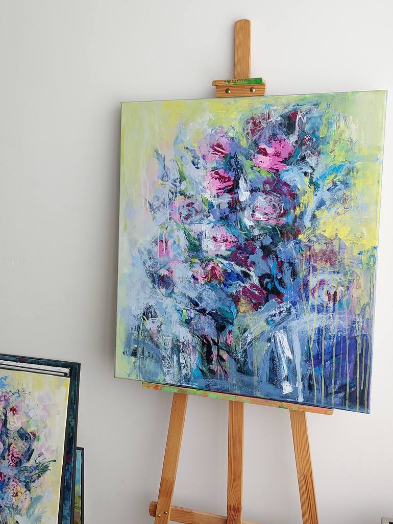 Original Abstract Expressionism Floral Painting by Katia Solodka