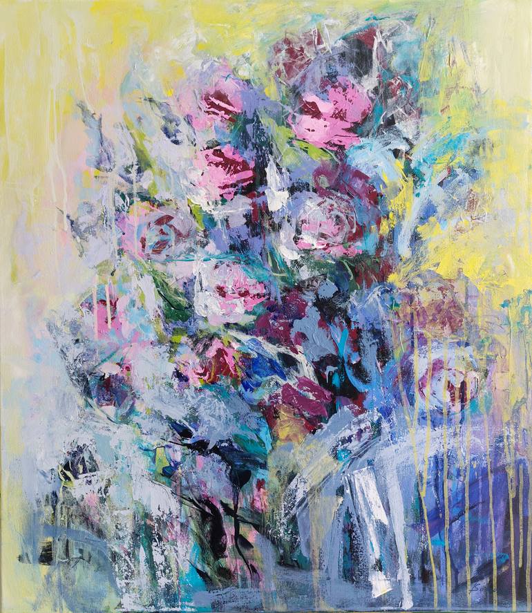 Original Abstract Expressionism Floral Painting by Katia Solodka