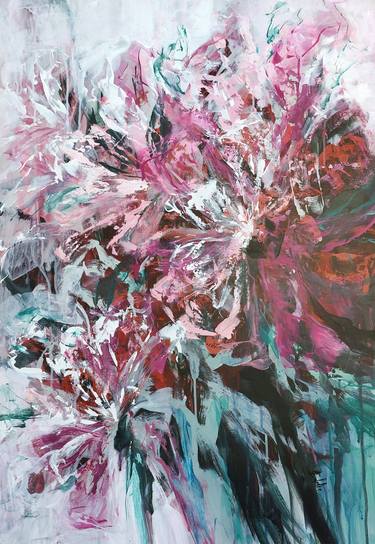 Original Abstract Expressionism Floral Painting by Katia Solodka