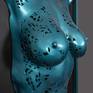 Electric blue framed fretwork breast cast