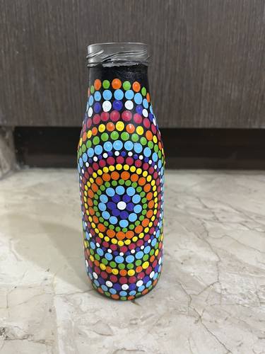 Colorful Indian Mandala Art on Glass Bottle thumb