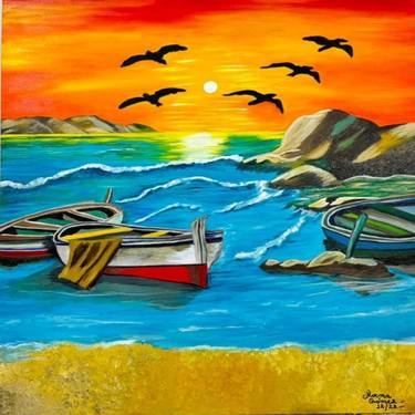 Original Illustration Boat Paintings by NORMA GRACIELA GOMEZ
