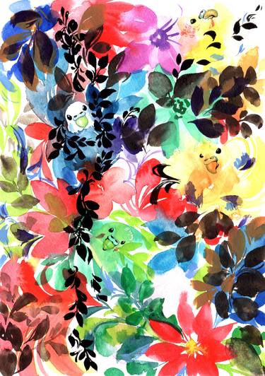 Original Abstract Floral Paintings by SAYAKA YAMAUCHI