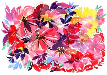 Original Abstract Floral Paintings by SAYAKA YAMAUCHI