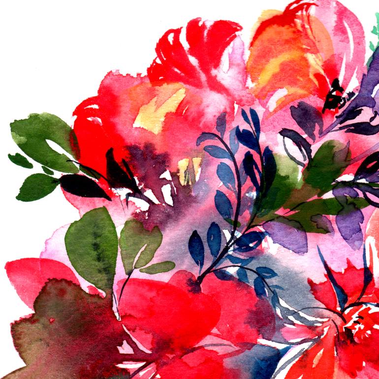 Original Abstract Floral Painting by Sayaka Yamauchi