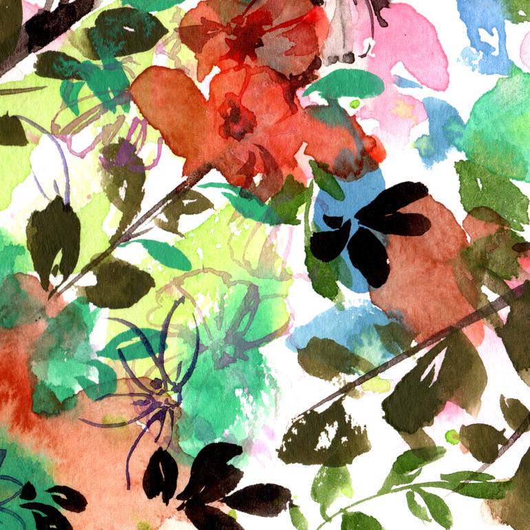 Original Abstract Floral Painting by Sayaka Yamauchi