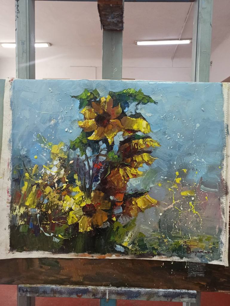 Original Abstract Floral Painting by Baiaman Omurkulov