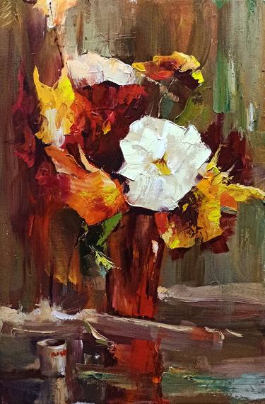 Original Abstract Floral Paintings by Baiaman Omurkulov