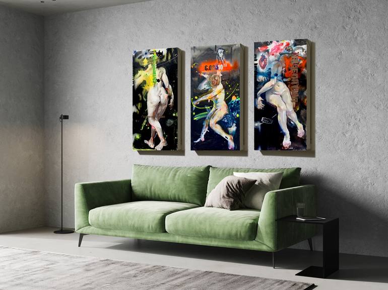 Original Art Deco Nude Painting by Cyvyn Chen