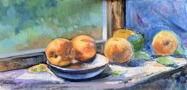 Peaches in the window 30x60, oil paint, canvas thumb