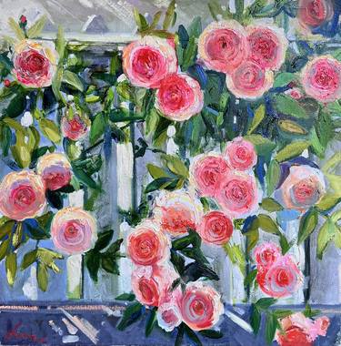 Roses 50x50, oil paint, canvas thumb