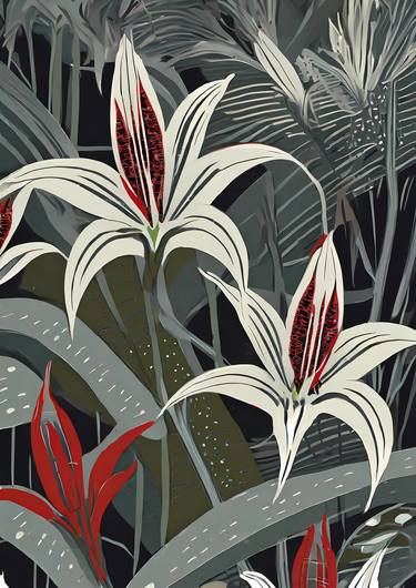 Print of Art Deco Floral Mixed Media by Hailey Liv