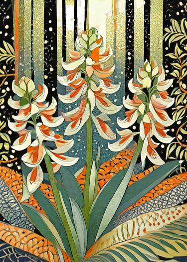 Print of Art Deco Floral Mixed Media by Hailey Liv