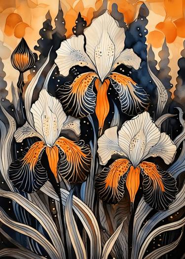 Print of Art Deco Floral Mixed Media by Hailey Liv