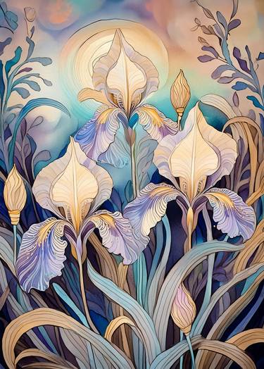 Print of Art Deco Floral Mixed Media by Hailey Liv