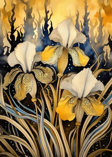 Print of Art Deco Floral Mixed Media by Hailey Liv