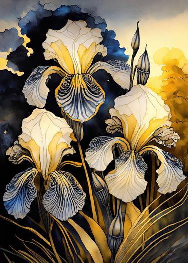 Original Art Deco Floral Mixed Media by Hailey Liv