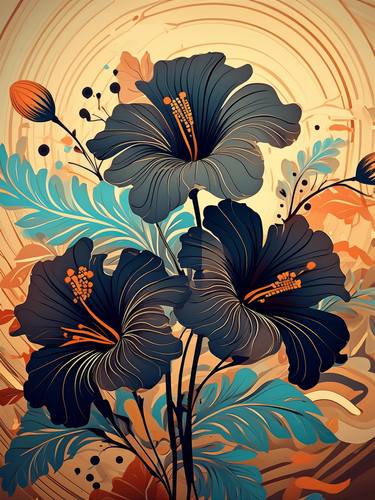 Print of Art Deco Floral Mixed Media by Hailey Liv