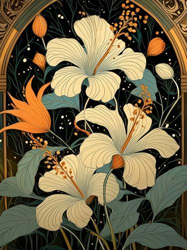 Print of Art Deco Floral Mixed Media by Hailey Liv