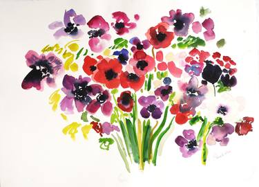 Print of Abstract Floral Paintings by Pamela Silver