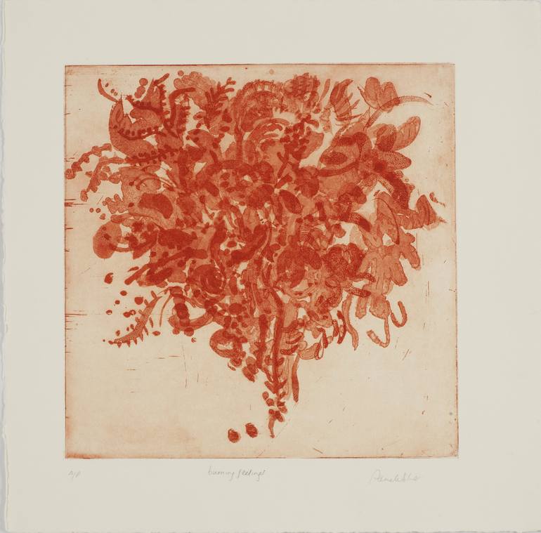 Original Abstract Expressionism Floral Printmaking by Pamela  Silver