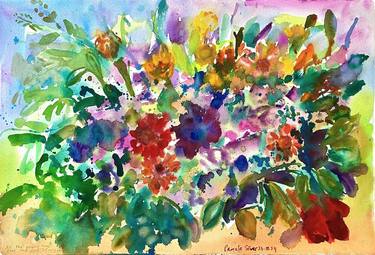 Original Abstract Expressionism Floral Painting by Pamela  Silver