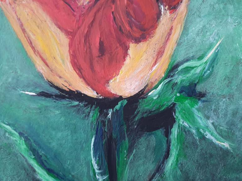 Original Abstract Floral Painting by Reza Grayloo