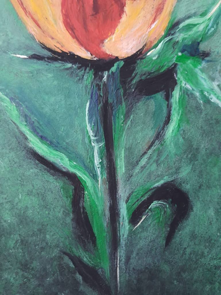 Original Abstract Floral Painting by Reza Grayloo