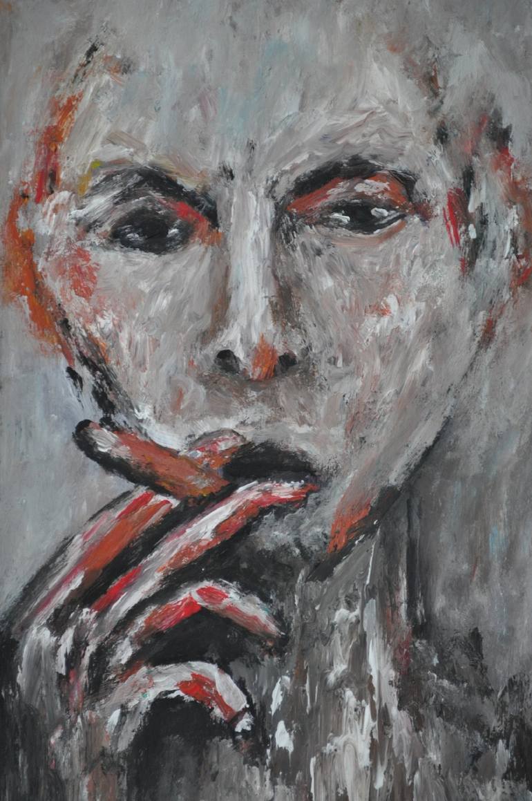 Original Abstract Men Painting by Reza Grayloo