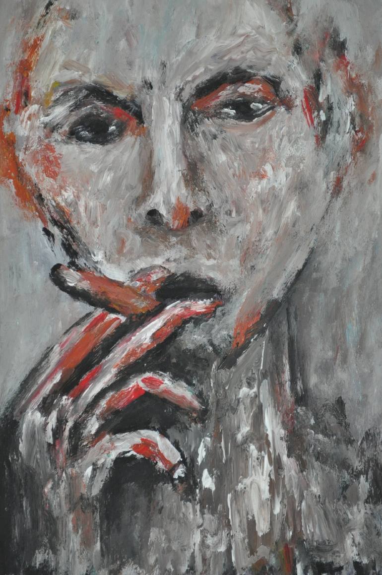 Original Abstract Men Painting by Reza Grayloo