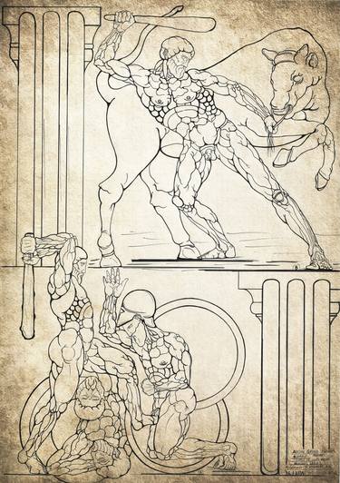 Original Baroque Classical Mythology Drawings by Pavlos Katavelos