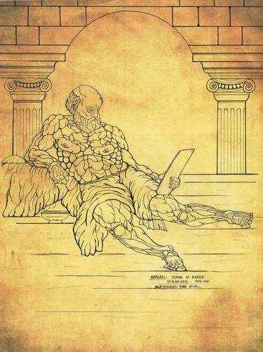 Raphael, School of Athens, Diogenes philosopher, Vatican fresco thumb
