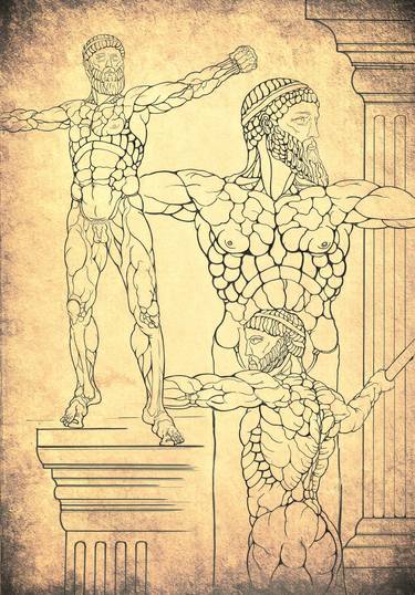 Original Baroque Classical Mythology Drawing by Pavlos Katavelos