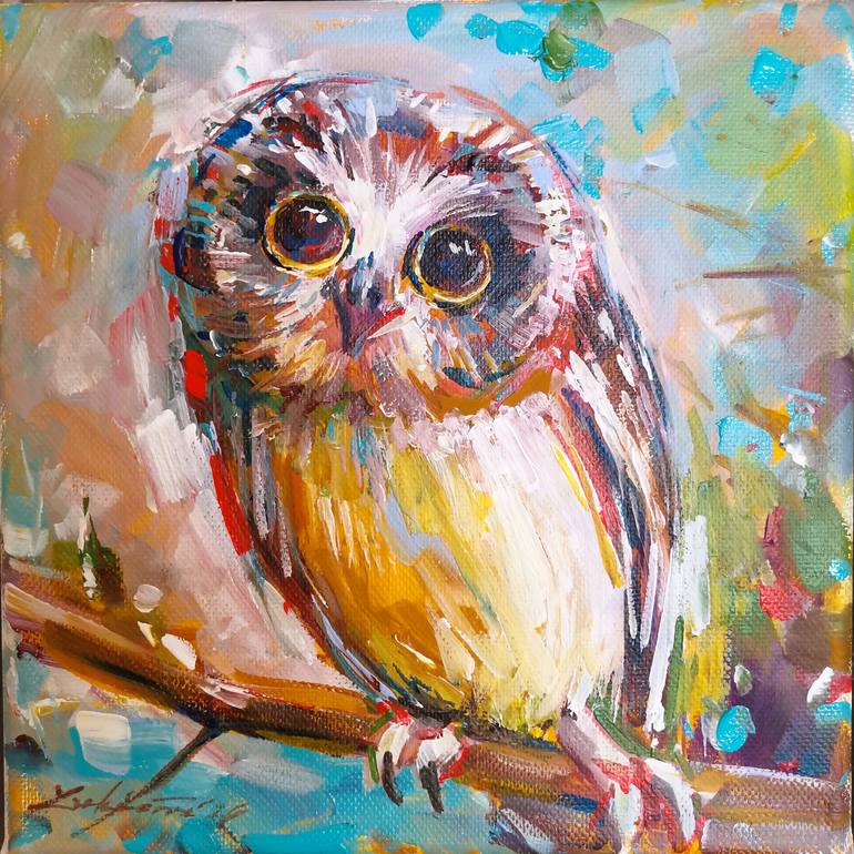 Original Animal Painting by Zuzana Lukacova | Contemporary Art on Canvas | The Little Night Watcher