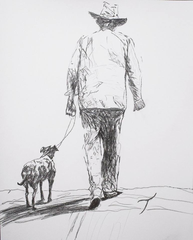 Original Dogs Drawing by Tibor Ori