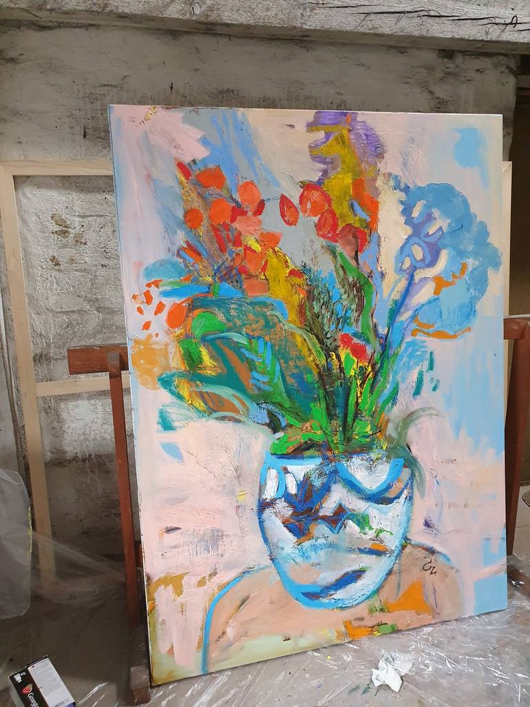 Original Abstract Expressionism Still Life Painting by Cozmolici Victoria