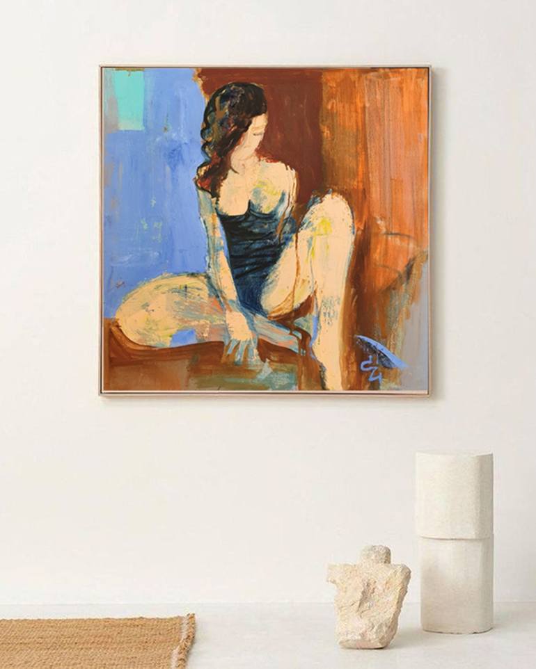 Original Figurative Nude Painting by Cozmolici Victoria