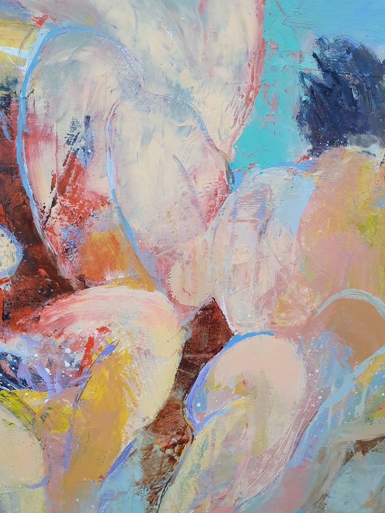 Original Abstract Expressionism Nude Painting by Cozmolici Victoria