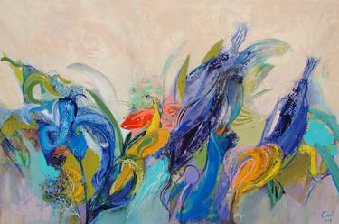 Original Expressionism Garden Paintings by Cozmolici Victoria