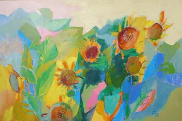 Original Expressionism Floral Painting by Cozmolici Victoria