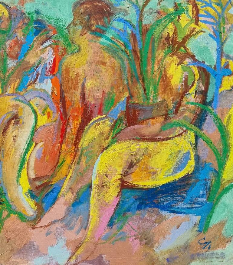 Original Abstract Expressionism Body Painting by Cozmolici Victoria