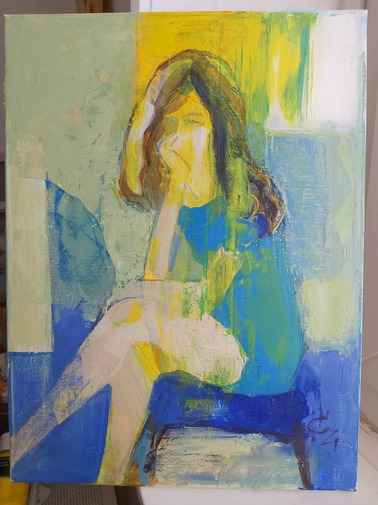 Original Abstract Expressionism Love Painting by Cozmolici Victoria